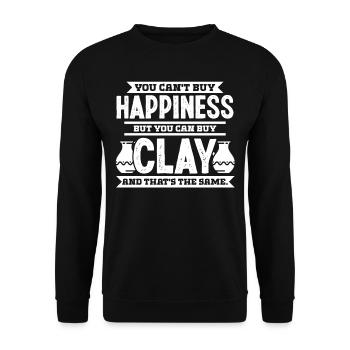 You can't buy Happiness but you can buy - Unisex Sweatshirt - black - Front - Alina (178cm) & Michal (187cm)
