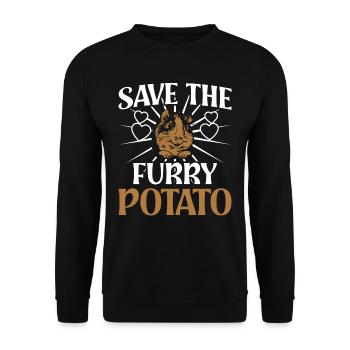 Save the Furry Potato - Unisex Pullover - Schwarz - Vorne - Alina (178cm) & Michal (187cm)