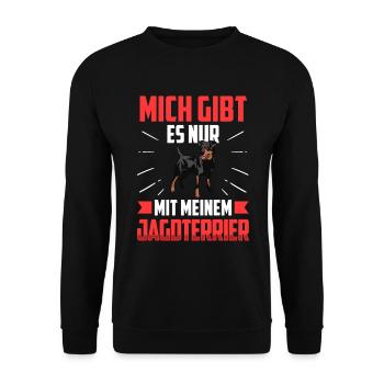 Nur mit meinem Jagdterrier Deutscher Jagdterrier - Unisex Pullover - Schwarz - Vorne - Alina (178cm) & Michal (187cm)