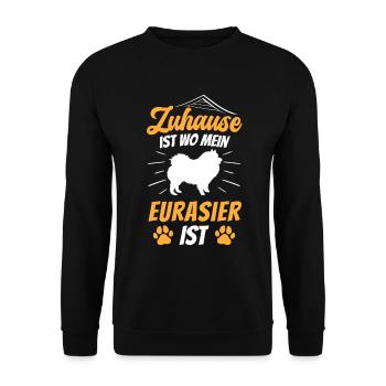 Zuhause ist wo mein Eurasier ist Eurasian Dog - Unisex Pullover - Schwarz - Vorne - Alina (178cm) & Michal (187cm)