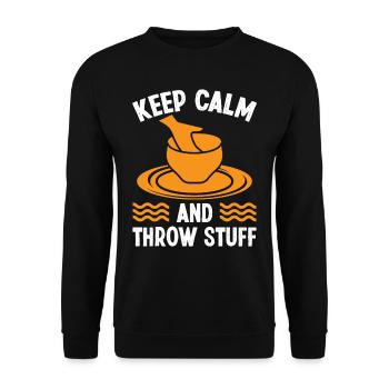 Keep Calm and throw Stuff - Unisex Sweatshirt - black - Front - Alina (178cm) & Michal (187cm)