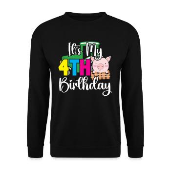 It's my 4st Birthday - Unisex Pullover - Schwarz - Vorne - Alina (178cm) & Michal (187cm)