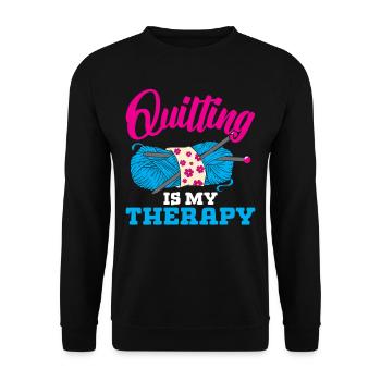 Quilting is my Therapy - Unisex Sweatshirt - black - Front - Alina (178cm) & Michal (187cm)