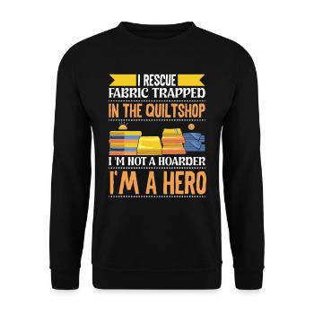 I rescue Fabric Trapped in the Quiltshop - Unisex Sweatshirt - black - Front - Alina (178cm) & Michal (187cm)