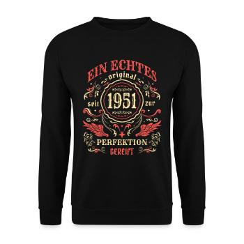 1951 Ein echtes Original seit 1951 - Unisex Pullover - Schwarz - Vorne - Alina (178cm) & Michal (187cm)