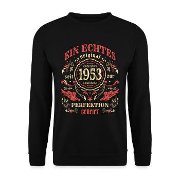1953 Ein echtes Original seit 1953 - Unisex Pullover - Schwarz - Vorne - Alina (178cm) & Michal (187cm)