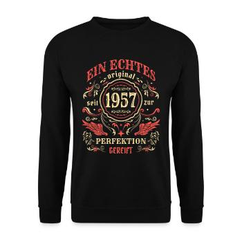 1957 Ein echtes Original seit 1957 - Unisex Pullover - Schwarz - Vorne - Alina (178cm) & Michal (187cm)