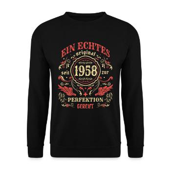 1958 Ein echtes Original seit 1958 - Unisex Pullover - Schwarz - Vorne - Alina (178cm) & Michal (187cm)