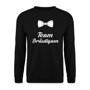 Junggesellenabschied Team Bräutigam T-Shirt JGA - Unisex Pullover - Schwarz - Vorne - Alina (178cm) & Michal (187cm)