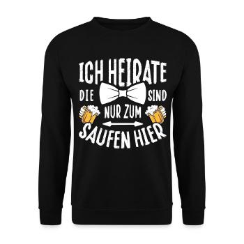 Junggesellenabschied T-Shirt Bräutigam JGA Poltern - Unisex Pullover - Schwarz - Vorne - Alina (178cm) & Michal (187cm)