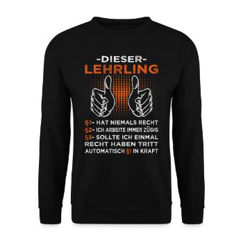 Lehrling & Azubi Sprüche - Unisex Pullover - Schwarz - Vorne - Alina (178cm) & Michal (187cm)