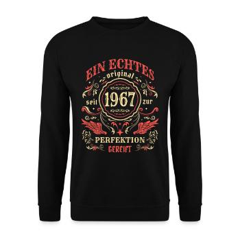 1967 Ein echtes Original seit 1967 - Unisex Pullover - Schwarz - Vorne - Alina (178cm) & Michal (187cm)
