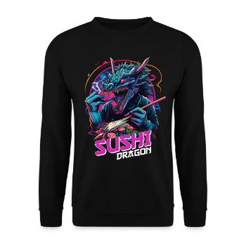 Cool Sushi Dragon Japan Art Gift - Unisex Sweatshirt - black - Front - Alina (178cm) & Michal (187cm)