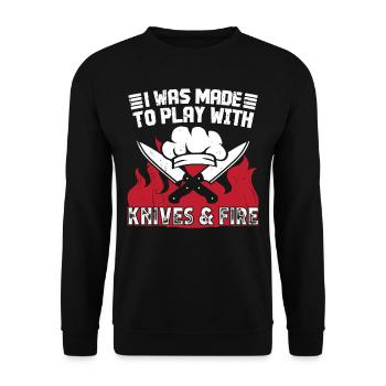 I was made to play with Knives and Fire - Unisex Sweatshirt - black - Front - Alina (178cm) & Michal (187cm)