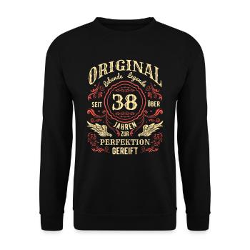 Original Lebende Legende Seit Über 38 Jahren - Unisex Pullover - Schwarz - Vorne - Alina (178cm) & Michal (187cm)