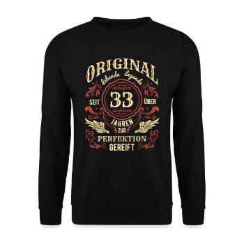 Original Lebende Legende Seit Über 33 Jahren - Unisex Pullover - Schwarz - Vorne - Alina (178cm) & Michal (187cm)