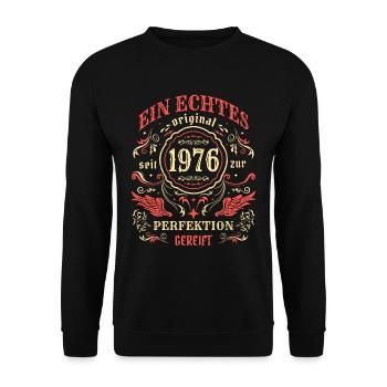 1976 Ein echtes Original seit 1976 - Unisex Pullover - Schwarz - Vorne - Alina (178cm) & Michal (187cm)