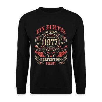 1977 Ein echtes Original seit 1977 - Unisex Pullover - Schwarz - Vorne - Alina (178cm) & Michal (187cm)