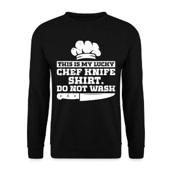 C’est mon couteau de chef chanceux, ne lavez pas - Sweat-shirt Unisexe - noir - Devant - Alina (178cm) & Michal (187cm)