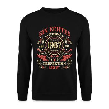 1987 Ein echtes Original seit 1987 - Unisex Pullover - Schwarz - Vorne - Alina (178cm) & Michal (187cm)