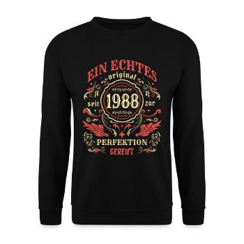 1988 Ein echtes Original seit 1988 - Unisex Pullover - Schwarz - Vorne - Alina (178cm) & Michal (187cm)