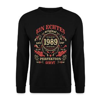 1989 Ein echtes Original seit 1989 - Unisex Pullover - Schwarz - Vorne - Alina (178cm) & Michal (187cm)