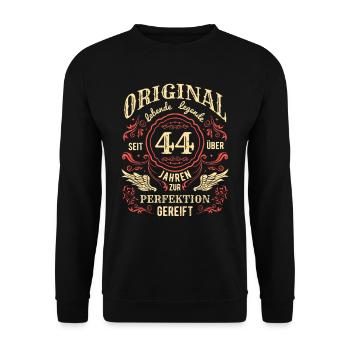 Original Lebende Legende Seit Über 44 Jahren - Unisex Pullover - Schwarz - Vorne - Alina (178cm) & Michal (187cm)
