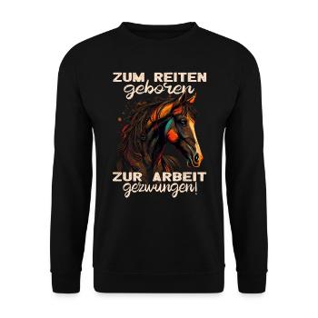 Pferdemädchen Pferdemama - Reiten - Westernreiten - Unisex Pullover - Schwarz - Vorne - Alina (178cm) & Michal (187cm)