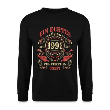1991 Ein echtes Original seit 1991 - Unisex Pullover - Schwarz - Vorne - Alina (178cm) & Michal (187cm)