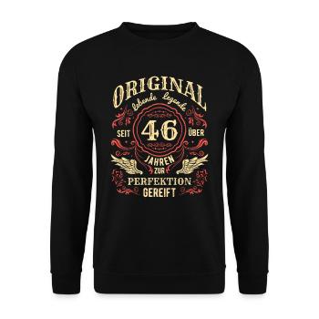 Original Lebende Legende Seit Über 46 Jahren - Unisex Pullover - Schwarz - Vorne - Alina (178cm) & Michal (187cm)