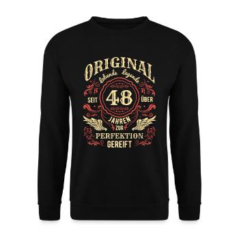 Original Lebende Legende Seit Über 48 Jahren - Unisex Pullover - Schwarz - Vorne - Alina (178cm) & Michal (187cm)