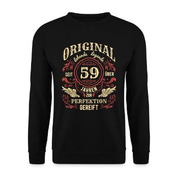 Original Lebende Legende Seit Über 59 Jahren - Unisex Pullover - Schwarz - Vorne - Alina (178cm) & Michal (187cm)