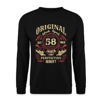 Original Lebende Legende Seit Über 58 Jahren - Unisex Pullover - Schwarz - Vorne - Alina (178cm) & Michal (187cm)