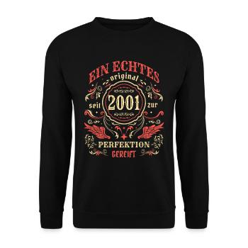 2001 Ein echtes Original seit 2001 - Unisex Pullover - Schwarz - Vorne - Alina (178cm) & Michal (187cm)