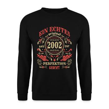 2002 Ein echtes Original seit 2002 - Unisex Pullover - Schwarz - Vorne - Alina (178cm) & Michal (187cm)