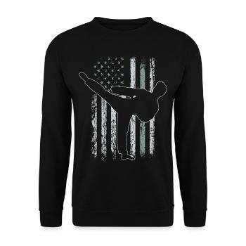 Capoeira Retro USA Flag Martial Arts 4th of July - Unisex Sweatshirt - black - Front - Alina (178cm) & Michal (187cm)