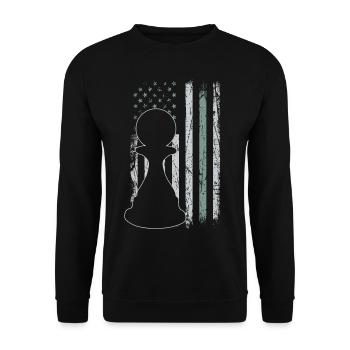 Chess Retro USA Flag Checkmate 4th of July - Unisex Sweatshirt - black - Front - Alina (178cm) & Michal (187cm)