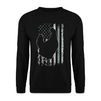 Chicken Farmer Retro USA Flag Farmer 4th of July - Unisex Sweatshirt - black - Front - Alina (178cm) & Michal (187cm)