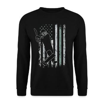 Cricket Retro USA Flag 4th of July - Unisex Sweatshirt - black - Front - Alina (178cm) & Michal (187cm)