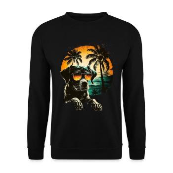 Cute dog with sunglasses on the beach - Unisex Sweatshirt - black - Front - Alina (178cm) & Michal (187cm)