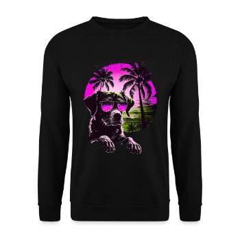 Chien mignon avec des lunettes de soleil sur le cadeau de plage - Sweat-shirt Unisexe - noir - Devant - Alina (178cm) & Michal (187cm)