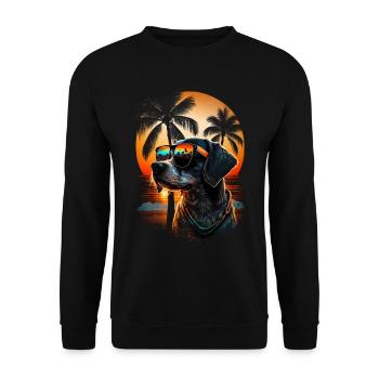 Retro cute dog on the beach with sunglasses - Unisex Sweatshirt - black - Front - Alina (178cm) & Michal (187cm)