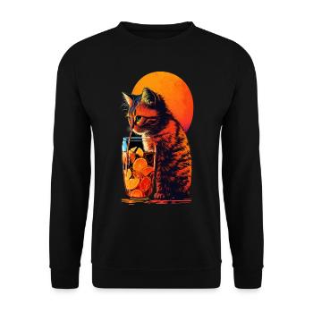 Drôle de chat boit cocktail Amoureux des chats - Sweat-shirt Unisexe - noir - Devant - Alina (178cm) & Michal (187cm)