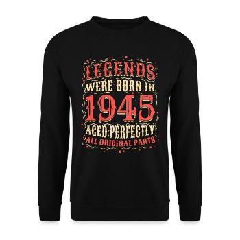 Legenden wurden 1945 Geboren Geburtstag - Unisex Pullover - Schwarz - Vorne - Alina (178cm) & Michal (187cm)