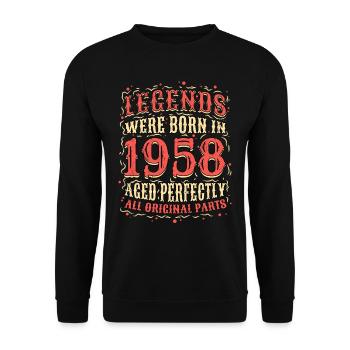 Les légendes sont nées en 1958 anniversaire - Sweat-shirt Unisexe - noir - Devant - Alina (178cm) & Michal (187cm)