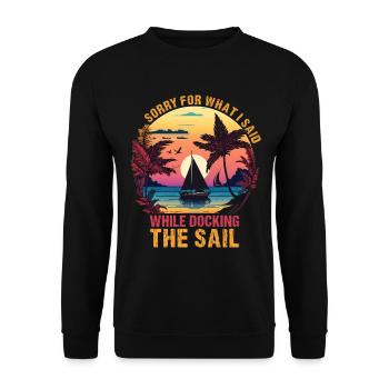 Retro Segelboot Segler Kapitän Geschenk - Unisex Pullover - Schwarz - Vorne - Alina (178cm) & Michal (187cm)