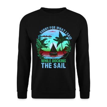 Retro Segelboot Segler Kapitän Geschenk - Unisex Pullover - Schwarz - Vorne - Alina (178cm) & Michal (187cm)