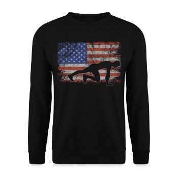 Fitness Retro USA Flag Gym 4th of July Fitness - Sweat-shirt Unisexe - noir - Devant - Alina (178cm) & Michal (187cm)