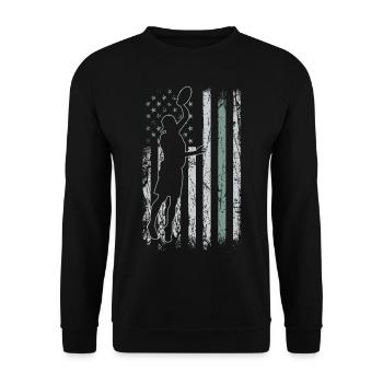 Ultimate Retro USA Flag Frisbee 4th of July - Unisex Sweatshirt - black - Front - Alina (178cm) & Michal (187cm)