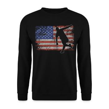 Ultimate Retro USA Flag Frisbee 4th of July - Unisex Sweatshirt - black - Front - Alina (178cm) & Michal (187cm)